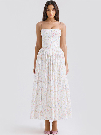 コルセットドレス ミニ フローラル ウルトラ スパゲッティ ストラップ バックレス コテージコア パーティー ミディドレス