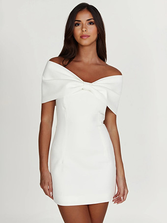 ホワイト ボディコン ドレス バックレス フォールドオーバー パーティー ミニ ドレス ブラック