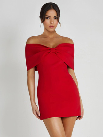 レッド ボディコン ドレス バックレス フォールドオーバー パーティー ミニ ドレス ブラック