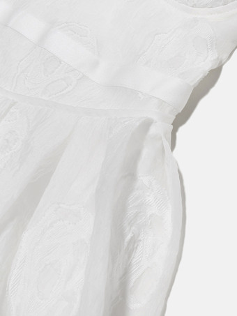 Robe bustier blanche en jacquard floral décolleté en cœur plissée ligne A robe de soirée mi-longue 2025