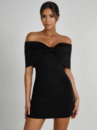 ブラック ボディコン ドレス バックレス フォールドオーバー パーティー ミニ ドレス ブラック