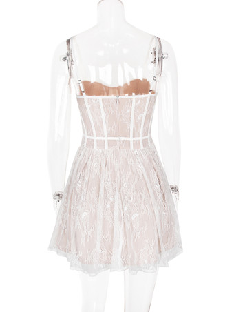 レースコルセットミニドレス スウィートハートカラー Aライン バースデーパーティー セクシーストラップドレス 2025