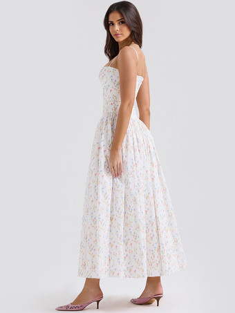 コルセットドレス ミニ フローラル ウルトラ スパゲッティ ストラップ バックレス コテージコア パーティー ミディドレス