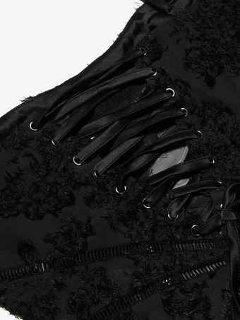 トランペットドレス スパゲッティストラップ レースアップ 花柄刺繍 プロム マキシドレス