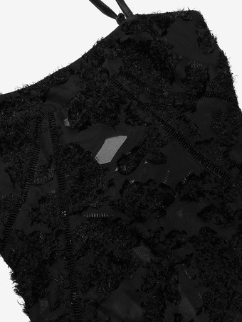 トランペットドレス スパゲッティストラップ レースアップ 花柄刺繍 プロム マキシドレス