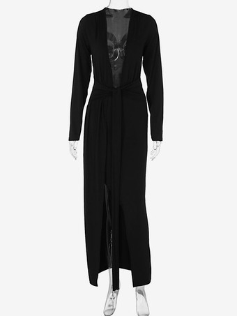 ボディコンドレス プランジ ハイスリット パーティー セクシー マキシ シースドレス