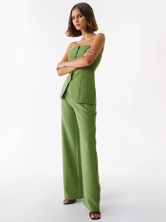 オフショルダートップスとワイドレッグボトムスの2点セット