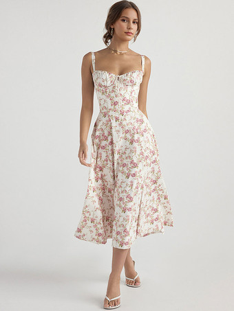 ソフトピンクサマーミディドレス ゴールデン ワンショルダー レースアップ ビーチドレス