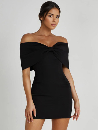 ボディコン ドレス バックレス フォールドオーバー パーティー ミニ ドレス ブラック
