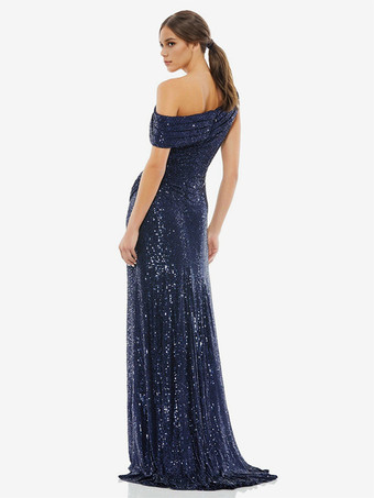 パーティードレス ホワイト ワンショルダー スパンコール ハイスリット セミフォーマルドレス