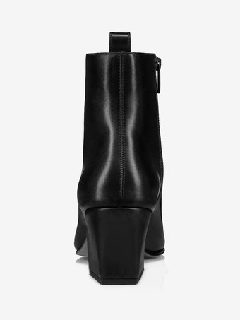 メンズ ブロックヒール ブラック ポインテッドトゥ ショートブーツ パーティー プロム ドレスブーツ