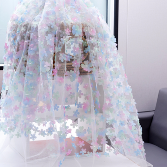 パステルグリーンイブニングドレス ボールガウン Vネック オーガンザ フロアレングス アップリケ 社交パーティードレス