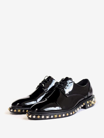 メンズドレスシューズ ラウンドトゥ リベット 牛革 スタッド ダービーシューズ