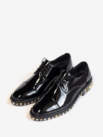 メンズドレスシューズ ラウンドトゥ リベット 牛革 スタッド ダービーシューズ