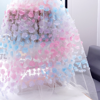 ベビーブルーイブニングドレス ボールガウン Vネック オーガンザ フロアレングス アップリケ 社交パーティードレス