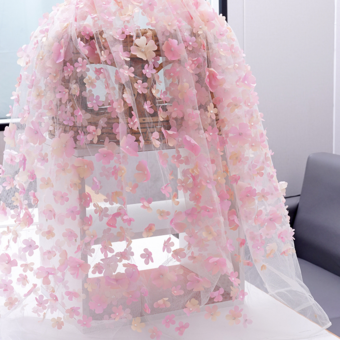 ピーチイブニングドレス ボールガウン Vネック オーガンザ フロアレングス アップリケ 社交パーティードレス