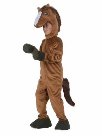 キッズハロウィンコスチュームコーヒーブラウンアニマルポリエステルファイバーポリエステルホースコスチューム