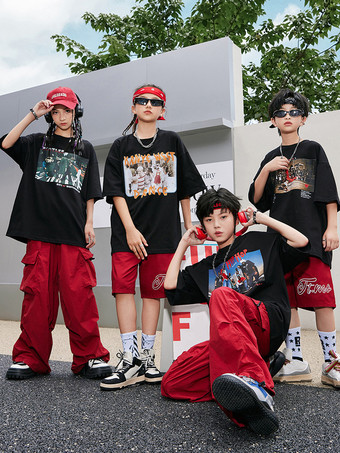 ジャズダンスコスチューム ユニセックス ポリエステルトップパンツ ダンスウェア