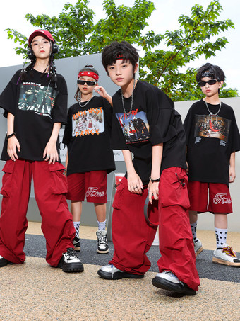 ジャズダンスコスチューム ユニセックス ポリエステルトップパンツ ダンスウェア