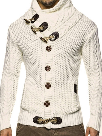 blanco Suéteres de hombre Jersey de hombre Prendas de punto Cuello alto Invierno Gris profundo Blanco