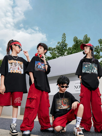 ジャズダンスコスチューム ユニセックス ポリエステルトップパンツ ダンスウェア