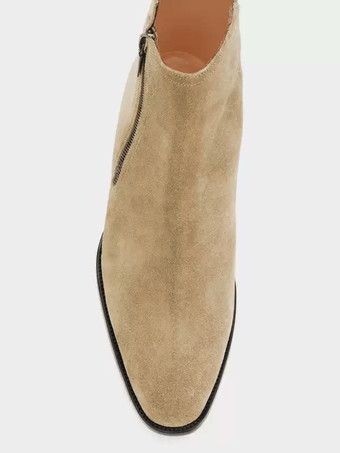 メンズブーツ チェルシーブーツ コーヒーブラウン 牛革 ラウンドトゥ ジッパー アンクル ショートブーツ