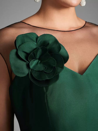 ブライダルマザードレス イリュージョンネックライン ノースリーブ Aライン プリーツ ウェディングゲストドレス