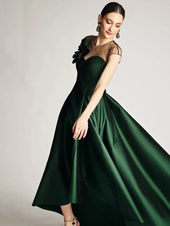 ブライダルマザードレス イリュージョンネックライン ノースリーブ Aライン プリーツ ウェディングゲストドレス