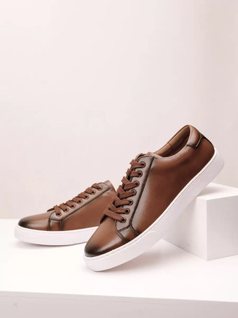 メンズスニーカー ラウンドトゥ レースアップ フラット ハイキングシューズ