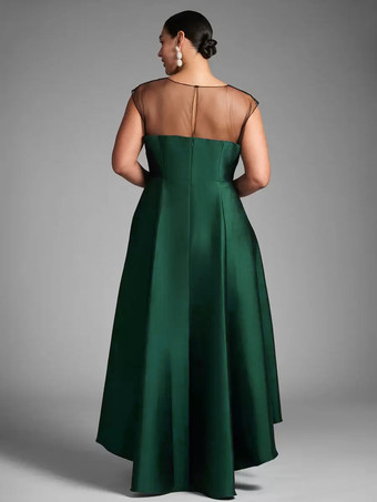 ブライダルマザードレス イリュージョンネックライン ノースリーブ Aライン プリーツ ウェディングゲストドレス