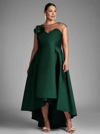 ブライダルマザードレス イリュージョンネックライン ノースリーブ Aライン プリーツ ウェディングゲストドレス