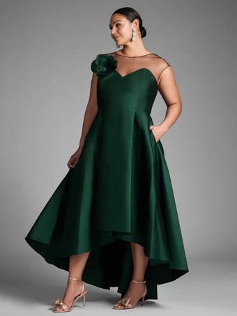 ブライダルマザードレス イリュージョンネックライン ノースリーブ Aライン プリーツ ウェディングゲストドレス