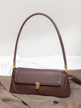 バゲットバッグ フェイクレザー スリムショルダーバッグ レディース 2025