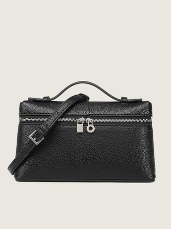 ブラック フェイクレザー ボックスバッグ スクエア クロスボディバッグ レディース 2025