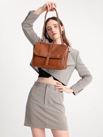 大容量ショルダーバッグ フェイクレザー フラップバッグ レディース 2025