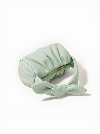 グリーン チェーン付きクロスボディクラウドバッグ フェイクレザー 蝶結びハンドバッグ レディース 2025