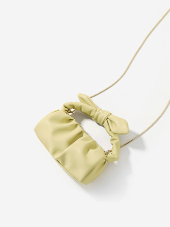 チェーン付きクロスボディクラウドバッグ フェイクレザー 蝶結びハンドバッグ レディース 2025