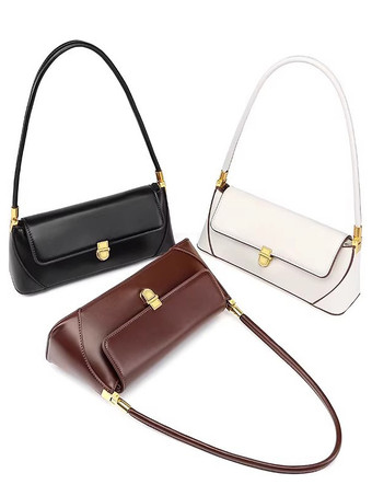 バゲットバッグ フェイクレザー スリムショルダーバッグ レディース 2025