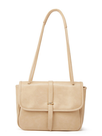 アプリコット大容量ショルダーバッグ フェイクレザー フラップバッグ レディース 2025