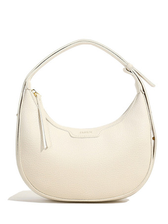 ホワイト フェイクレザー ホーボーバッグ 三日月型ショルダーバッグ レディース 2025