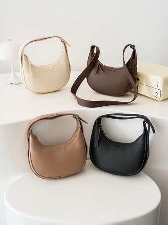 フェイクレザー ホーボーバッグ 三日月型ショルダーバッグ レディース 2025