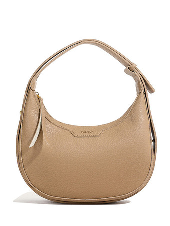 カーキ フェイクレザー ホーボーバッグ 三日月型ショルダーバッグ レディース 2025