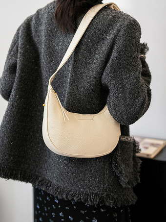 フェイクレザー ホーボーバッグ 三日月型ショルダーバッグ レディース 2025