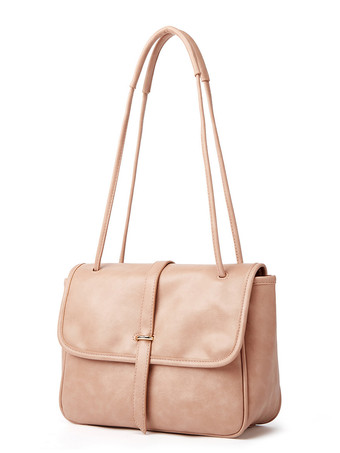 ピンク大容量ショルダーバッグ フェイクレザー フラップバッグ レディース 2025