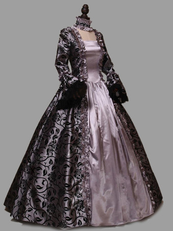 プリンセス 女性用 貴族ドレス 中世 ドレス ゴールド 長袖 ポリエステル 綿じゅす ダンスパーティー チョーカー ドレス ヴィンテージ 中世 ドレス・貴族ドレス ヨーロッパ　宮廷風 レトロコスチューム コスチューム コスチューム