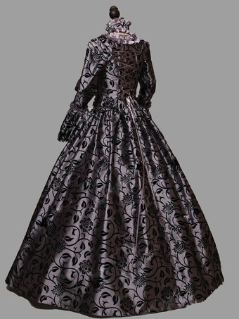 プリンセス 女性用 貴族ドレス 中世 ドレス ゴールド 長袖 ポリエステル 綿じゅす ダンスパーティー チョーカー ドレス ヴィンテージ 中世 ドレス・貴族ドレス ヨーロッパ　宮廷風 レトロコスチューム コスチューム コスチューム