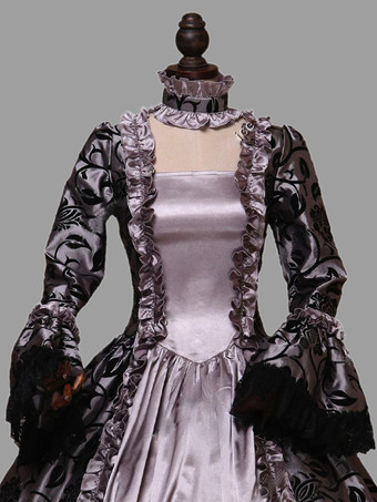 プリンセス 女性用 貴族ドレス 中世 ドレス ゴールド 長袖 ポリエステル 綿じゅす ダンスパーティー チョーカー ドレス ヴィンテージ 中世 ドレス・貴族ドレス ヨーロッパ　宮廷風 レトロコスチューム コスチューム コスチューム