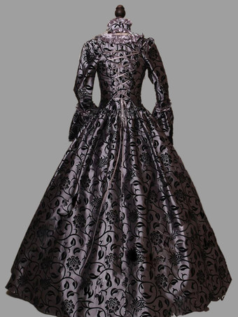 プリンセス 女性用 貴族ドレス 中世 ドレス ゴールド 長袖 ポリエステル 綿じゅす ダンスパーティー チョーカー ドレス ヴィンテージ 中世 ドレス・貴族ドレス ヨーロッパ　宮廷風 レトロコスチューム コスチューム コスチューム