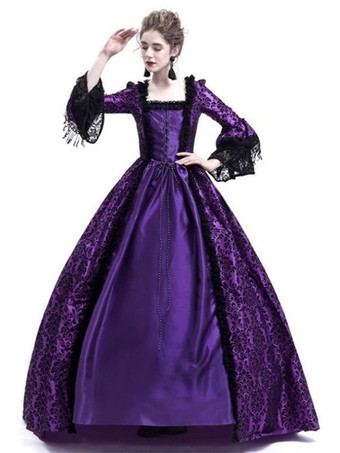 中世 ドレス 女性用 プリンセス 貴族ドレス バーガンディー 長袖 バロック風 パーティー レトロ ヨーロッパ 宮廷風 中世 ドレス・貴族ドレス