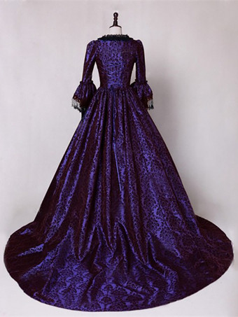 中世 ドレス 女性用 プリンセス 貴族ドレス バーガンディー 長袖 バロック風 パーティー レトロ ヨーロッパ 宮廷風 中世 ドレス・貴族ドレス